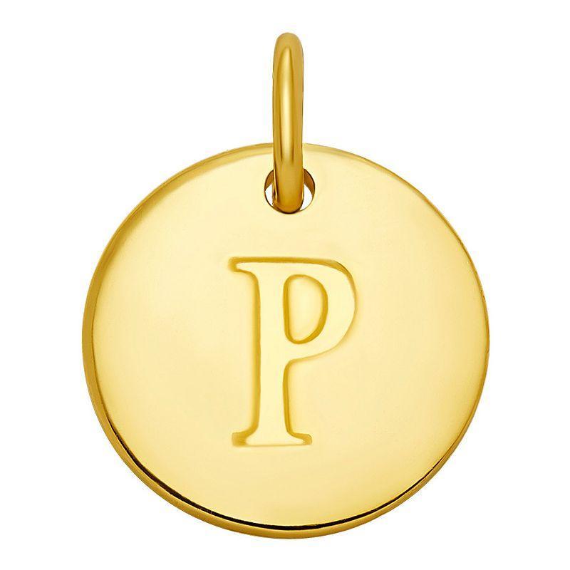 PRIMROSE 18k Gold Over Sterling Silver Letter Disc Charm, Womens, Gold Over Sterling D Product Image