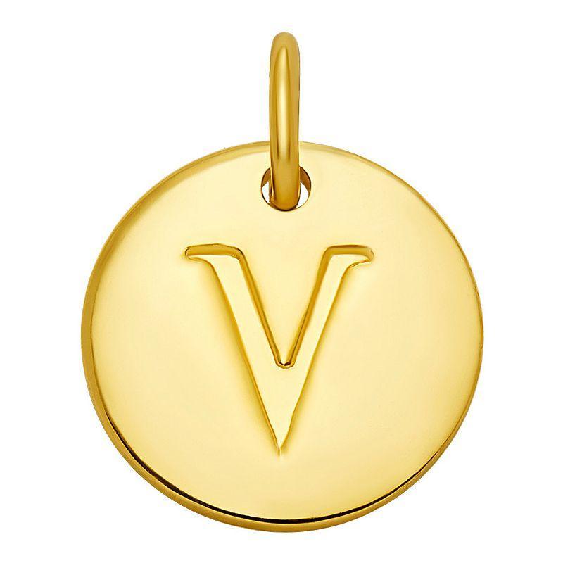 PRIMROSE 18k Gold Over Sterling Silver Letter Disc Charm, Womens, Gold Over Sterling D Product Image