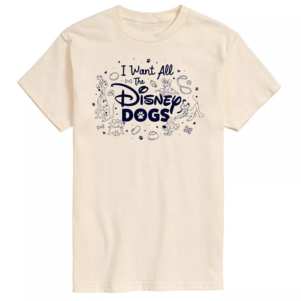 Disney Men's I Want All The Disney Dogs Graphic Tee, Size: XL, Beige Product Image