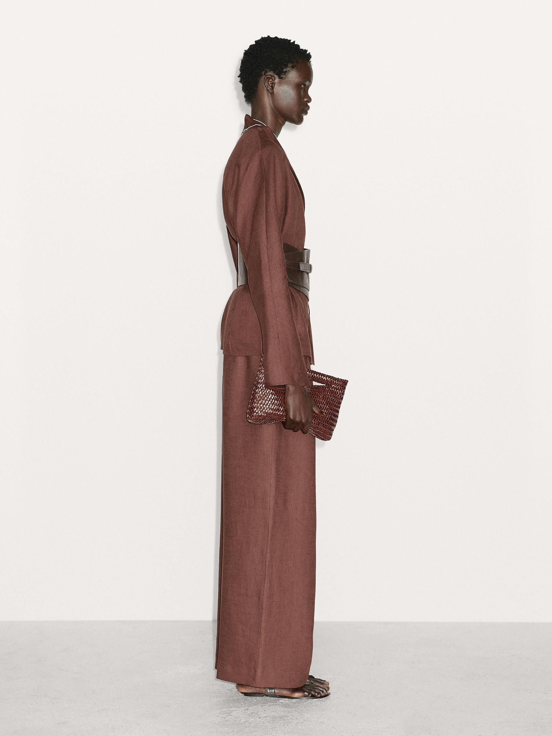 Flowing 100% linen wide-leg trousers Product Image