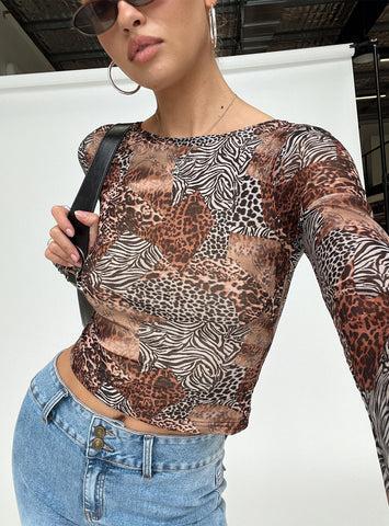 Tied In Long Sleeve Top Leopard Product Image