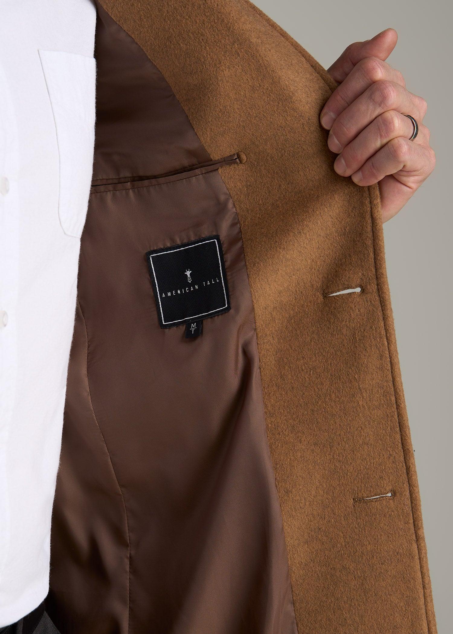 Wool Coat for Tall Men in Camel Product Image