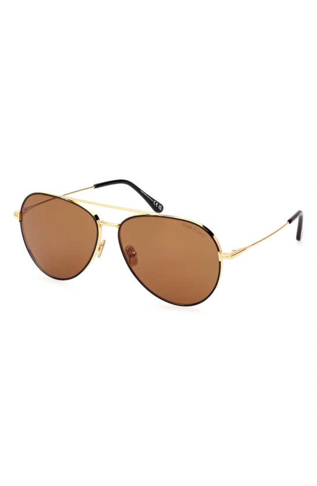 TOM FORD Men's Dashel Double-bridge Metal Aviator Sunglasses In Black Product Image