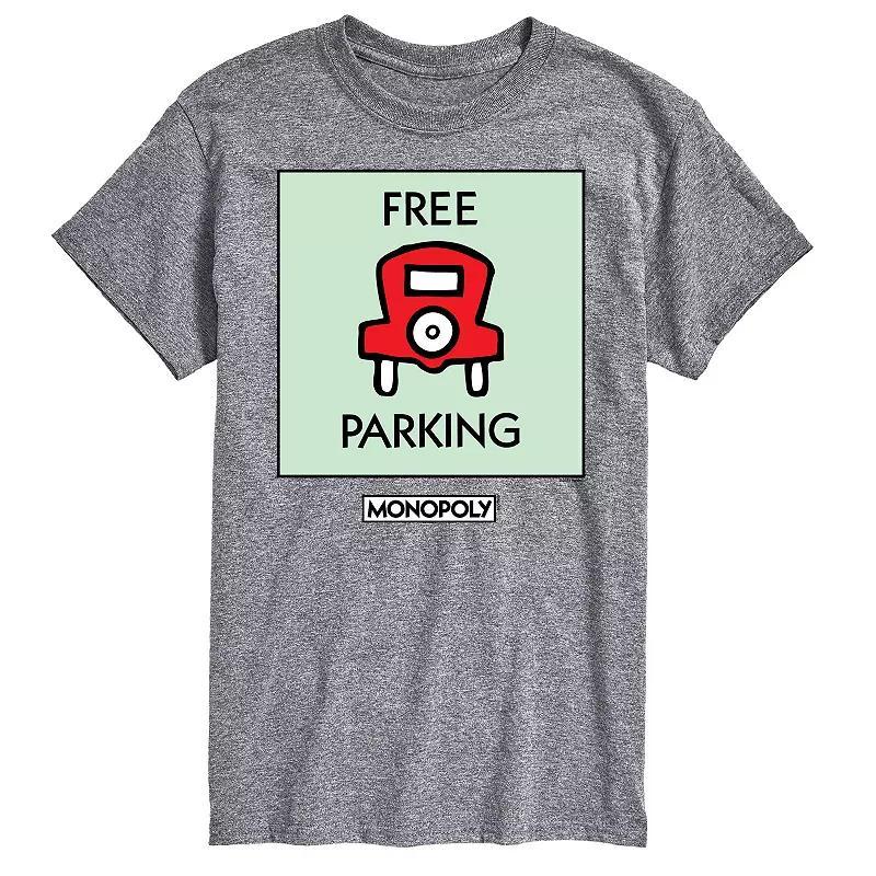 Men's Monopoly Free Parking Graphic Tee, Size: Large, Gray Product Image