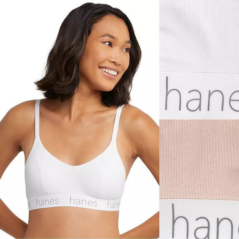 Hanes Originals Ultimate 2-Pack Stretch Cotton Triangle Bralette DHO101, Womens Product Image