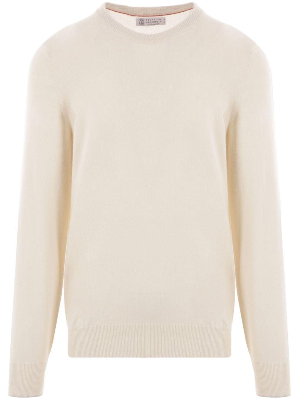 BRUNELLO CUCINELLI Crew-neck Cashmere Jumper In Off White Product Image