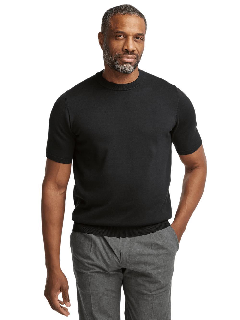 Supima Cotton Crew Neck Sweater - Black Product Image