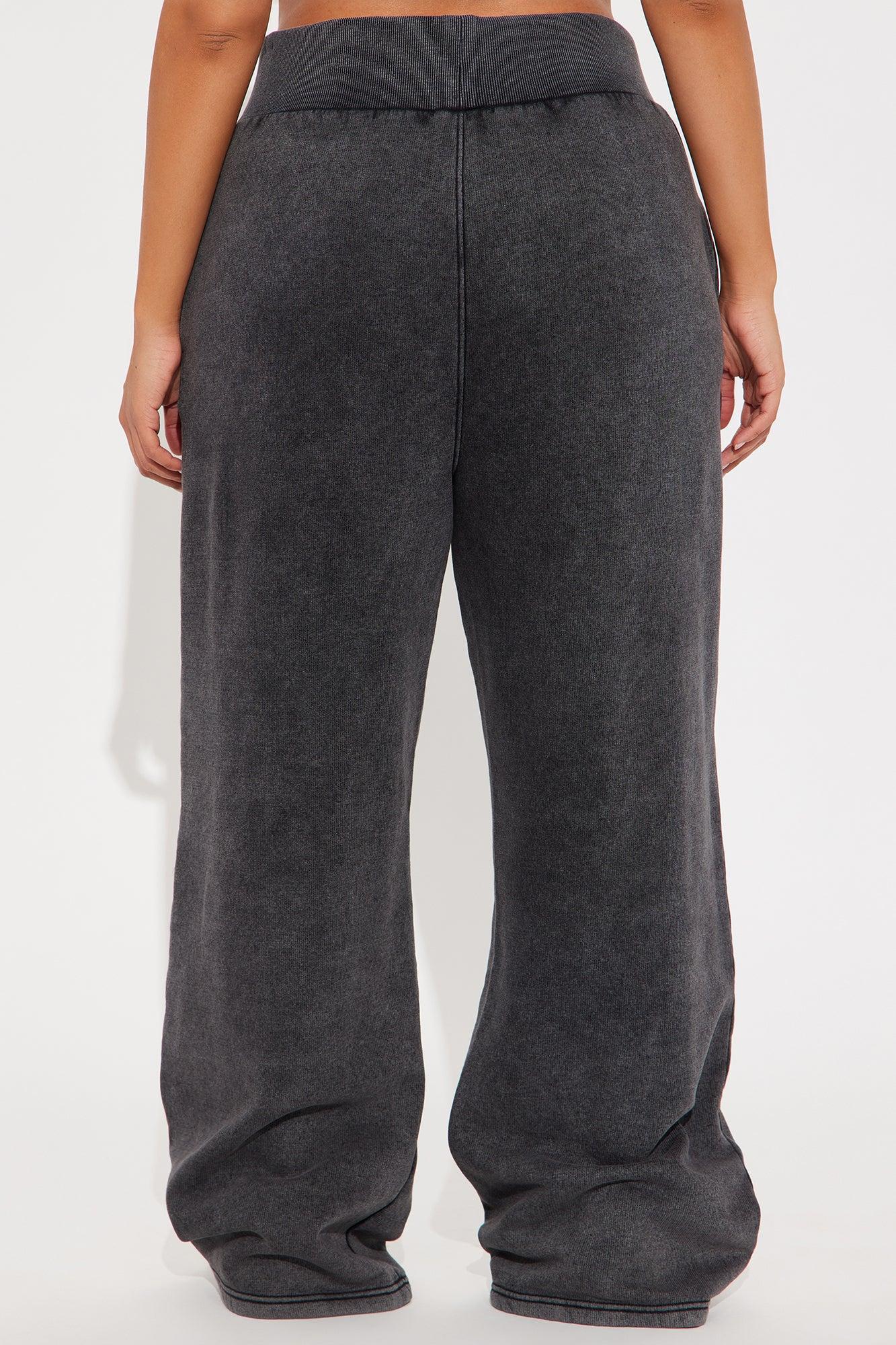 Chilled Out Fleece Wide Leg Pant - Charcoal Product Image