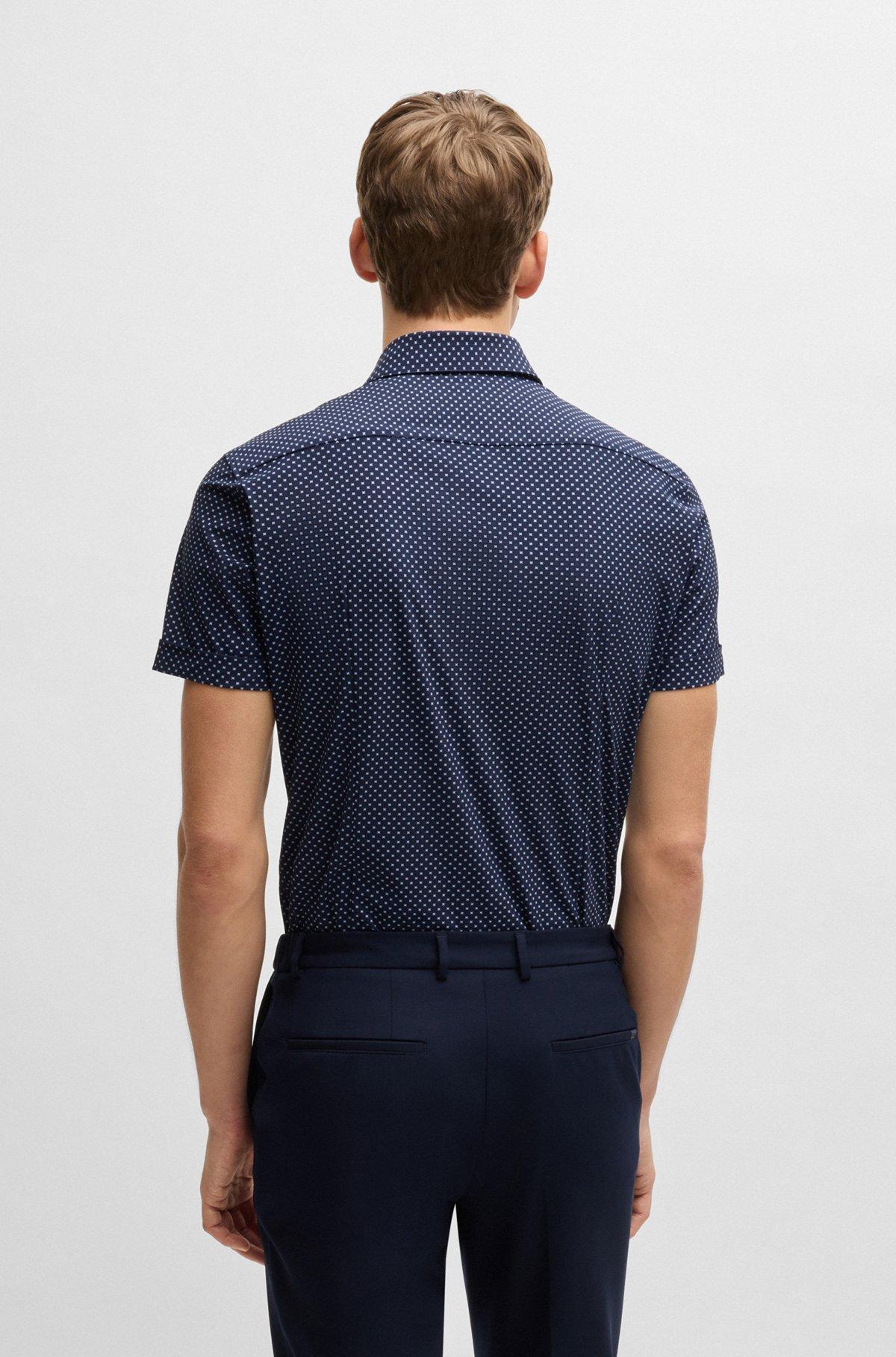 Slim-fit shirt in printed performance-stretch jersey Product Image