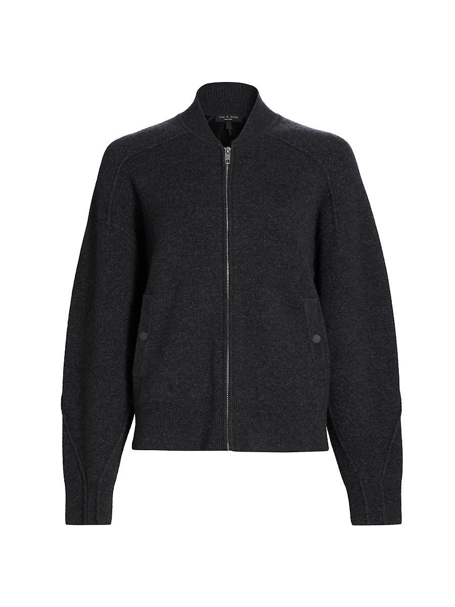 Womens Bridget Wool-Blend Zip-Front Bomber Jacket Product Image