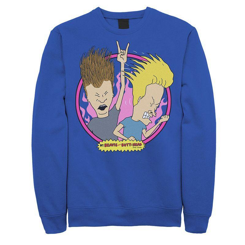 Men's Beavis & Butthead Rock N Roll Circle Portrait Sweatshirt,  Product Image