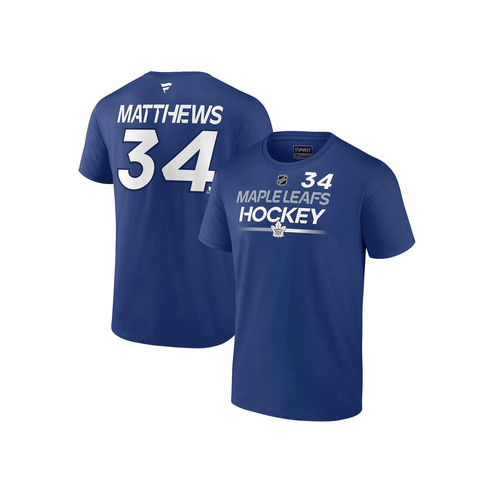 Men's Fanatics Branded Auston Matthews Blue Toronto Maple Leafs Authentic Pro Prime Name & Number T-Shirt,  Product Image