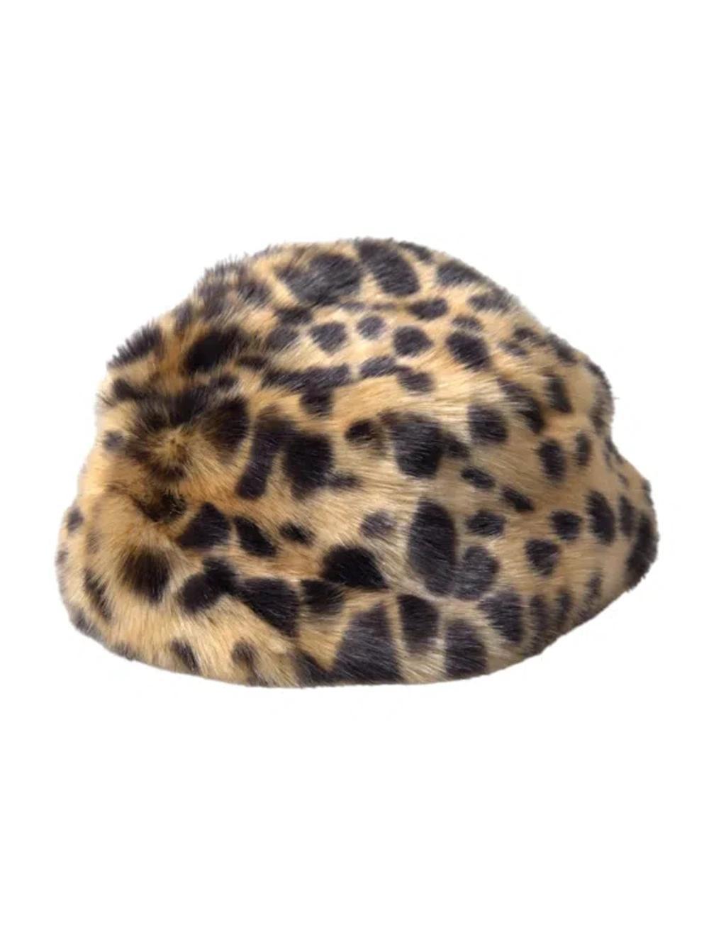 DOLCE & GABBANA Brown Leopard Fur Women Bucket Hat Product Image