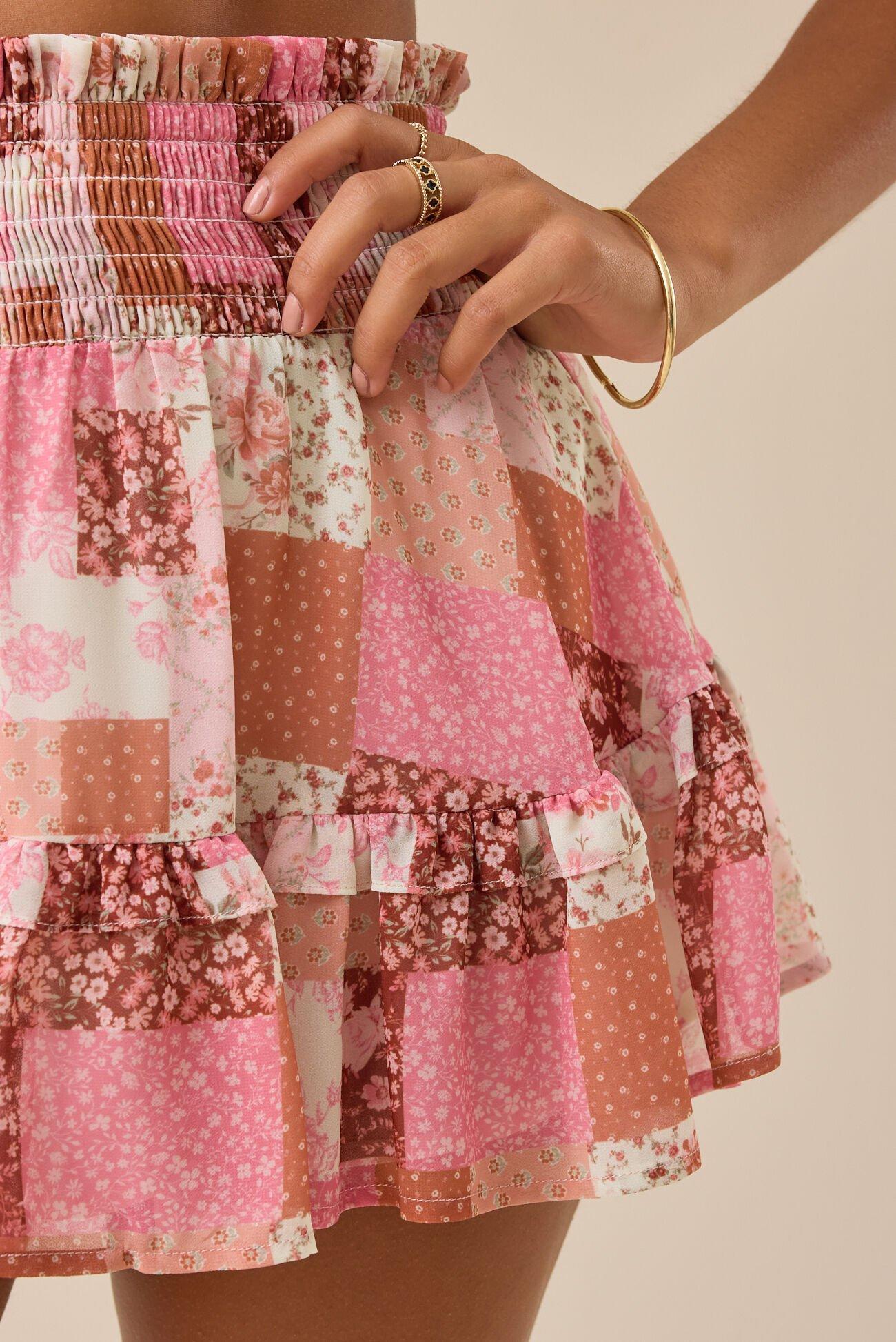 Kenzie Patchwork Mini Skirt Product Image