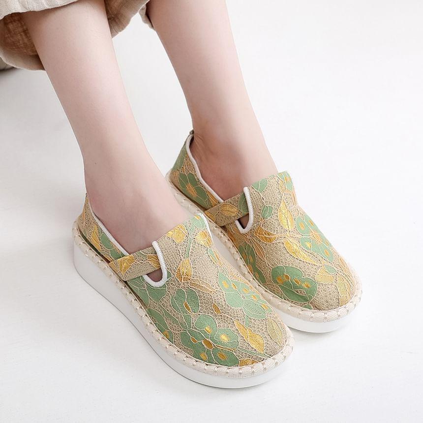 Lace Platform Slip-Ons Product Image