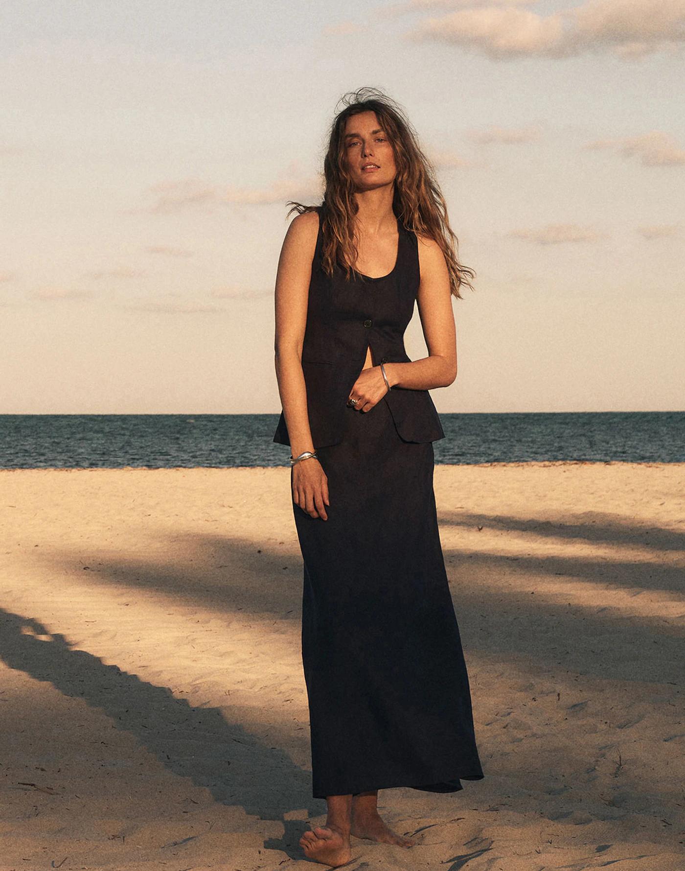 Linen Maxi Slip Skirt Product Image