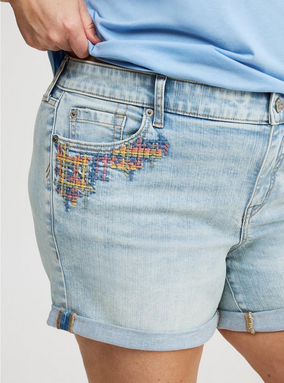 5'' Perfect Mid-Rise Embroidered Short Product Image
