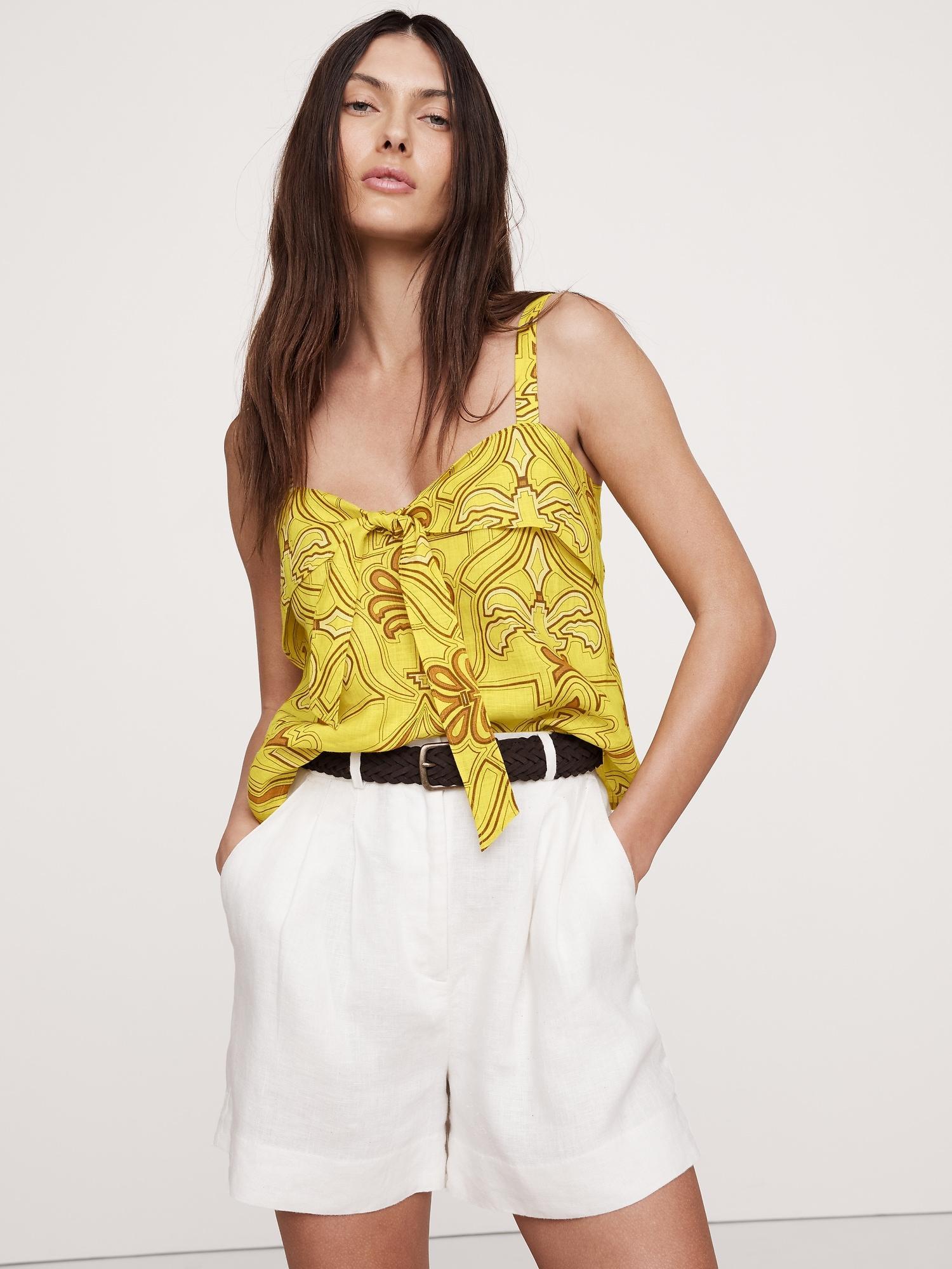 Linen Tie-Front Tank Product Image