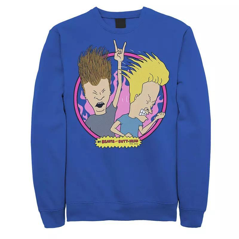Men's Beavis & Butthead Rock N Roll Circle Portrait Sweatshirt,  Product Image