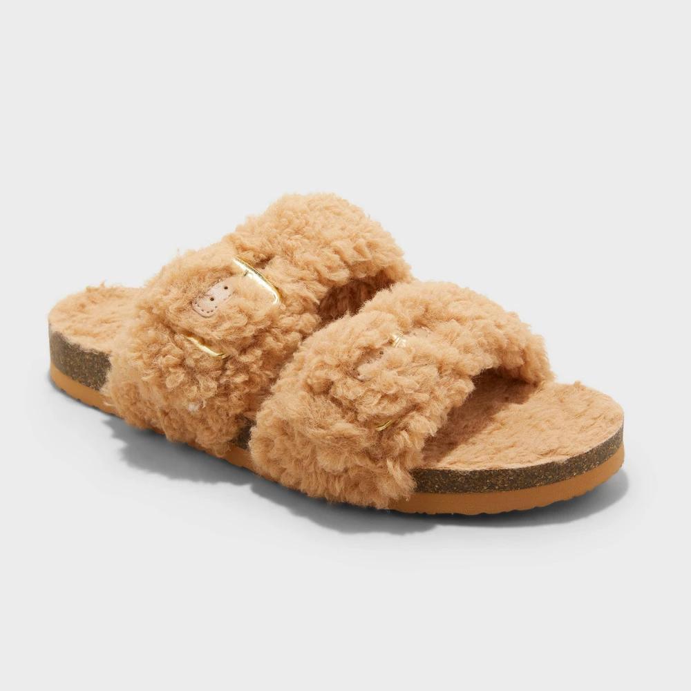 Women's Jane Two Band Buckle Slide Slippers - Auden™ Camel 8 Product Image