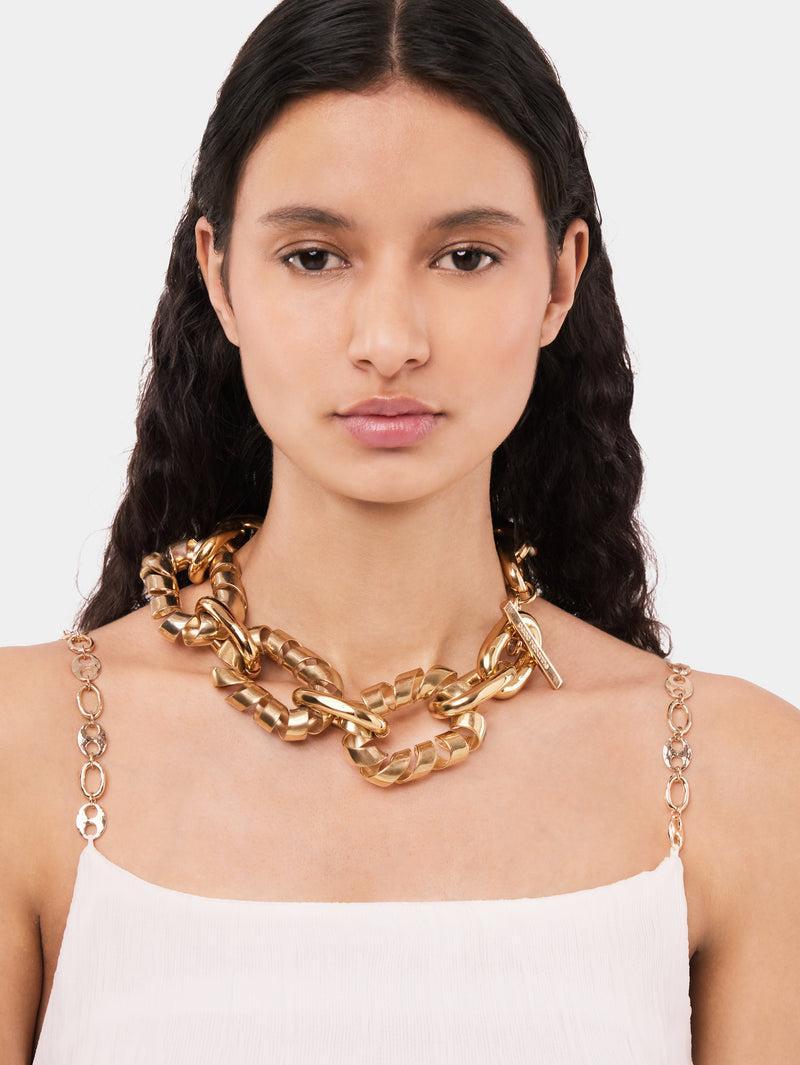 Gold oversized XL link twist necklace Product Image