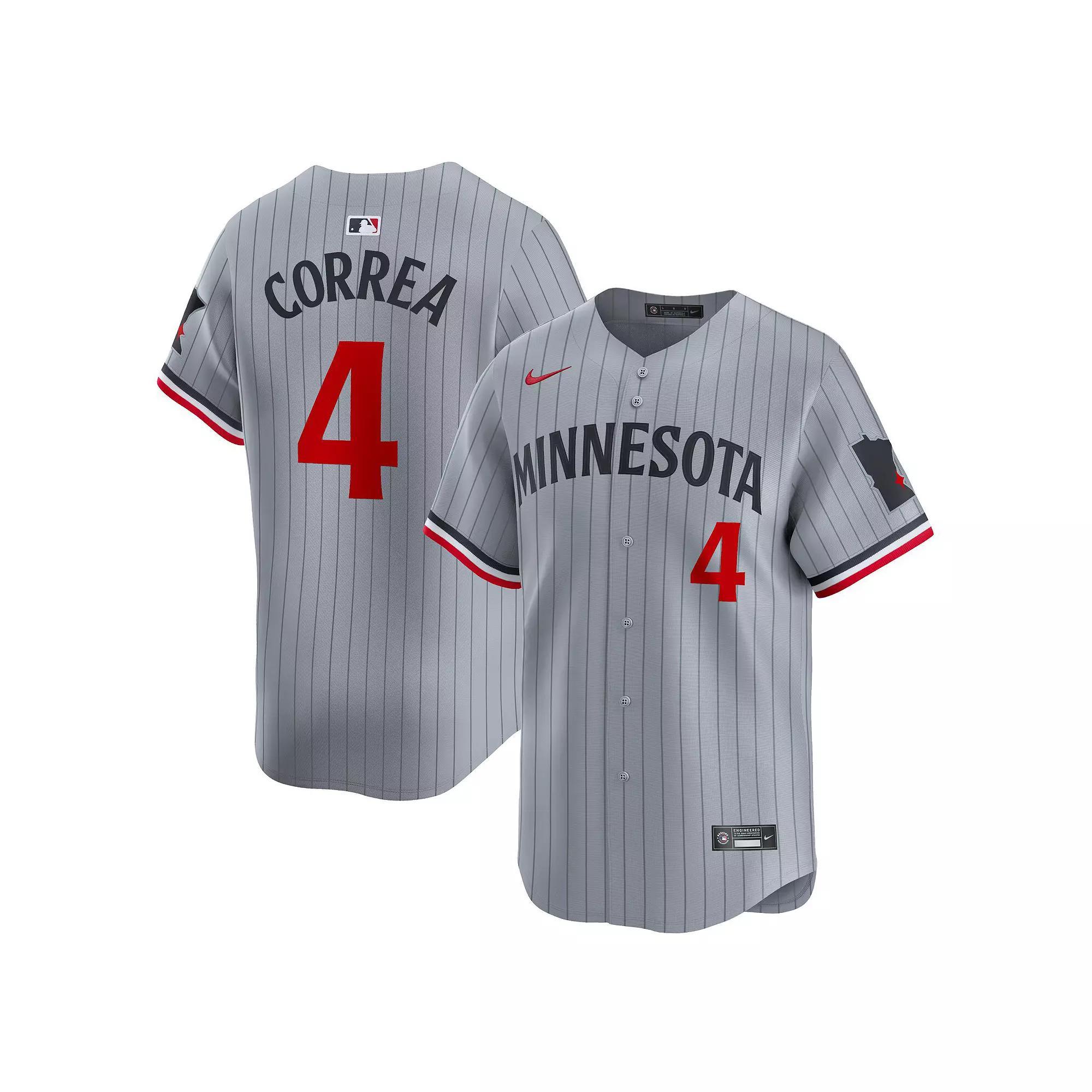 Men's Nike Carlos Correa Gray Minnesota Twins Road Limited Player Jersey, Size: Small, Grey Product Image