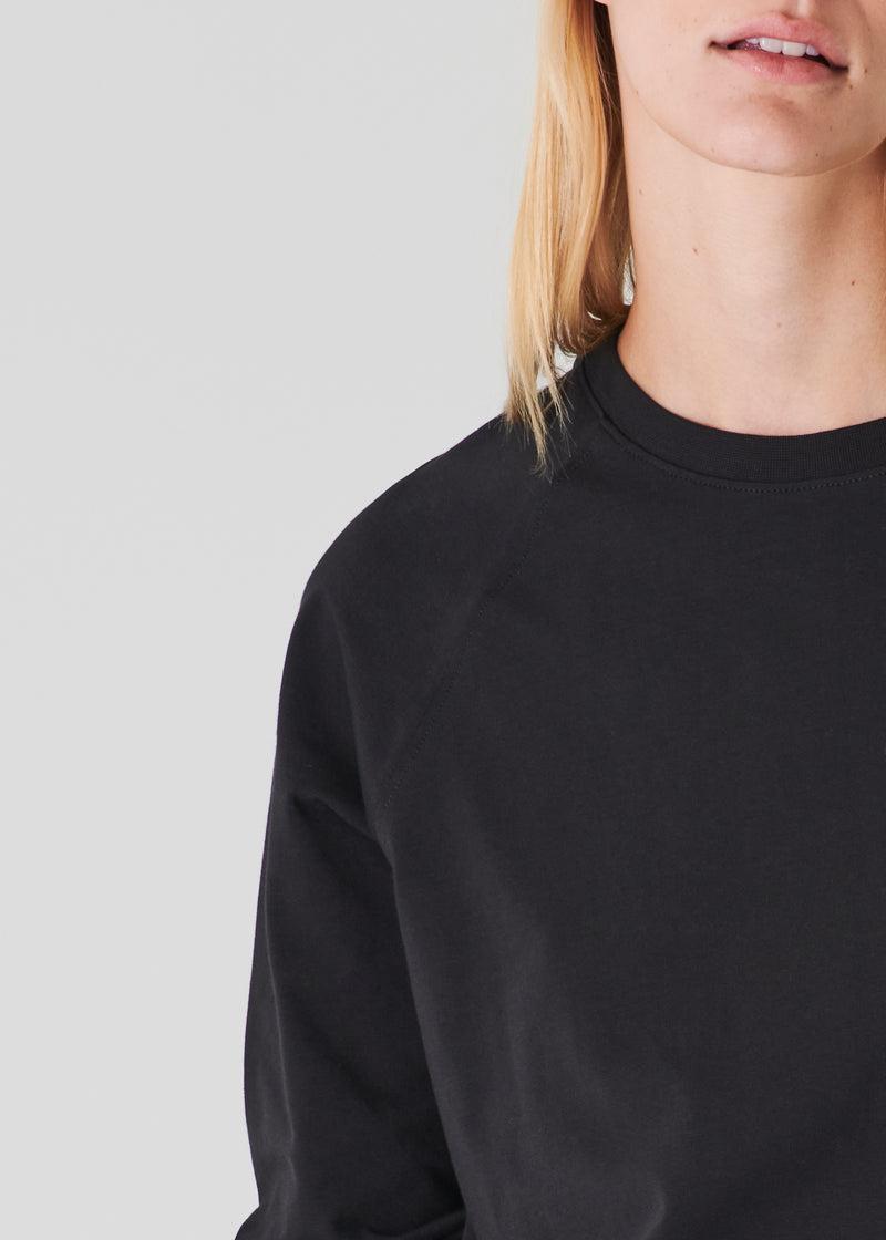 Patrick Assaraf Pima Cotton Stretch Oversized Ranglin Sweatshirt - Black Product Image