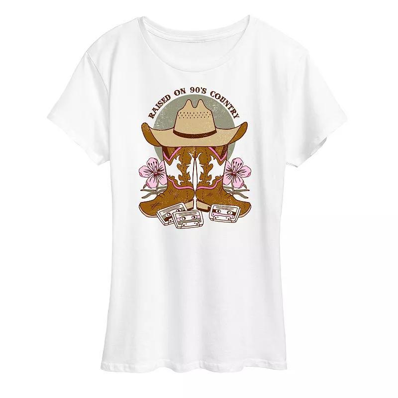 Women's Raised On 90's Country Graphic Tee, Size: Medium, Grey Gray Product Image