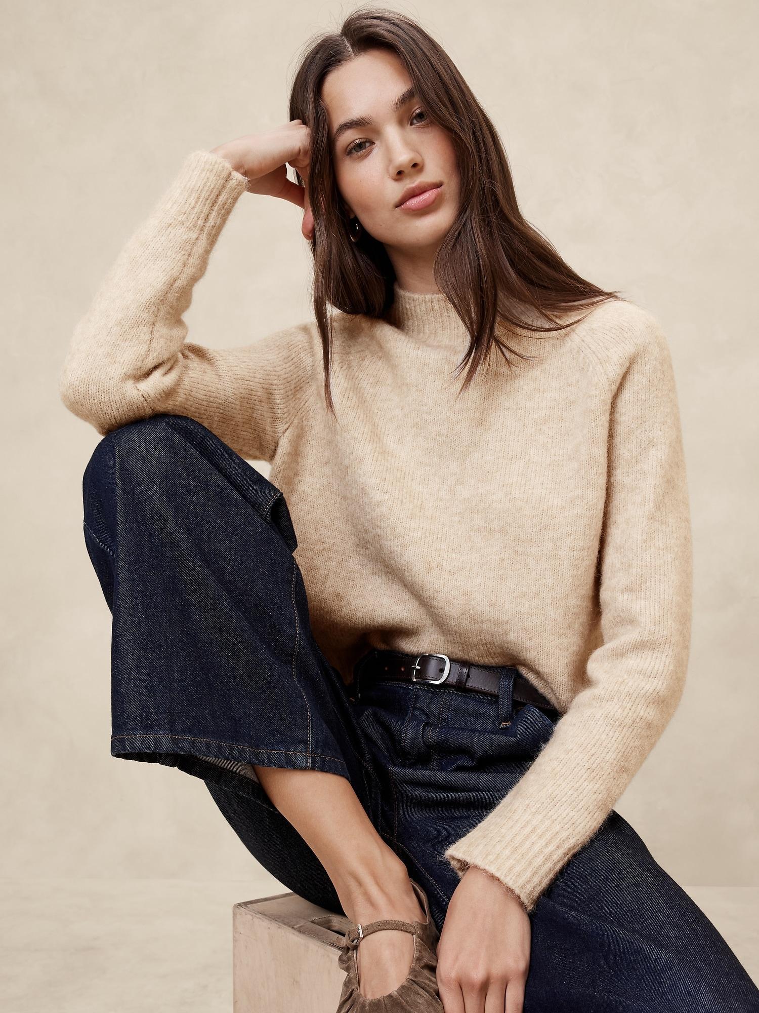 Fuzzy Mock-Neck Sweater Product Image