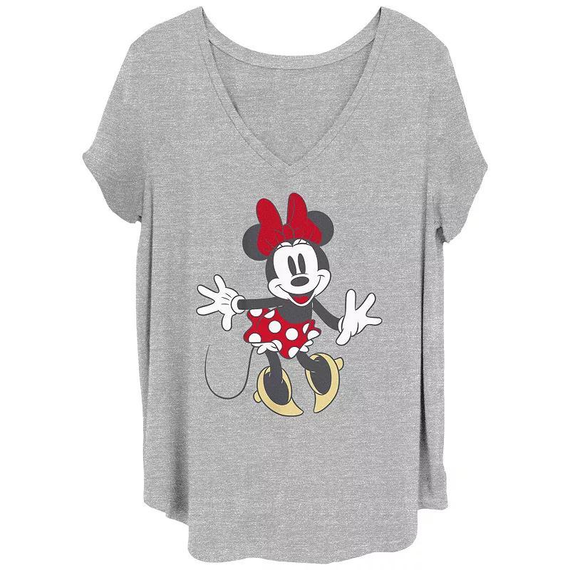 Disneys Minnie Mouse Dots Pose Juniors Plus Graphic Tee, Womens Grey Gray Product Image