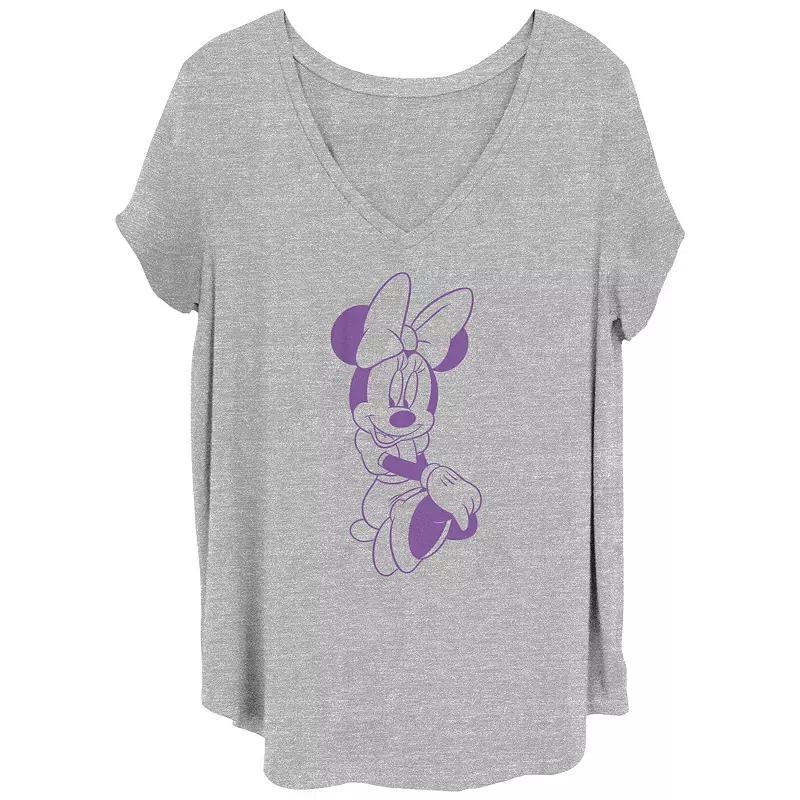 Disneys Minnie Proper Sit Juniors Plus Graphic Tee, Womens Grey Gray Product Image