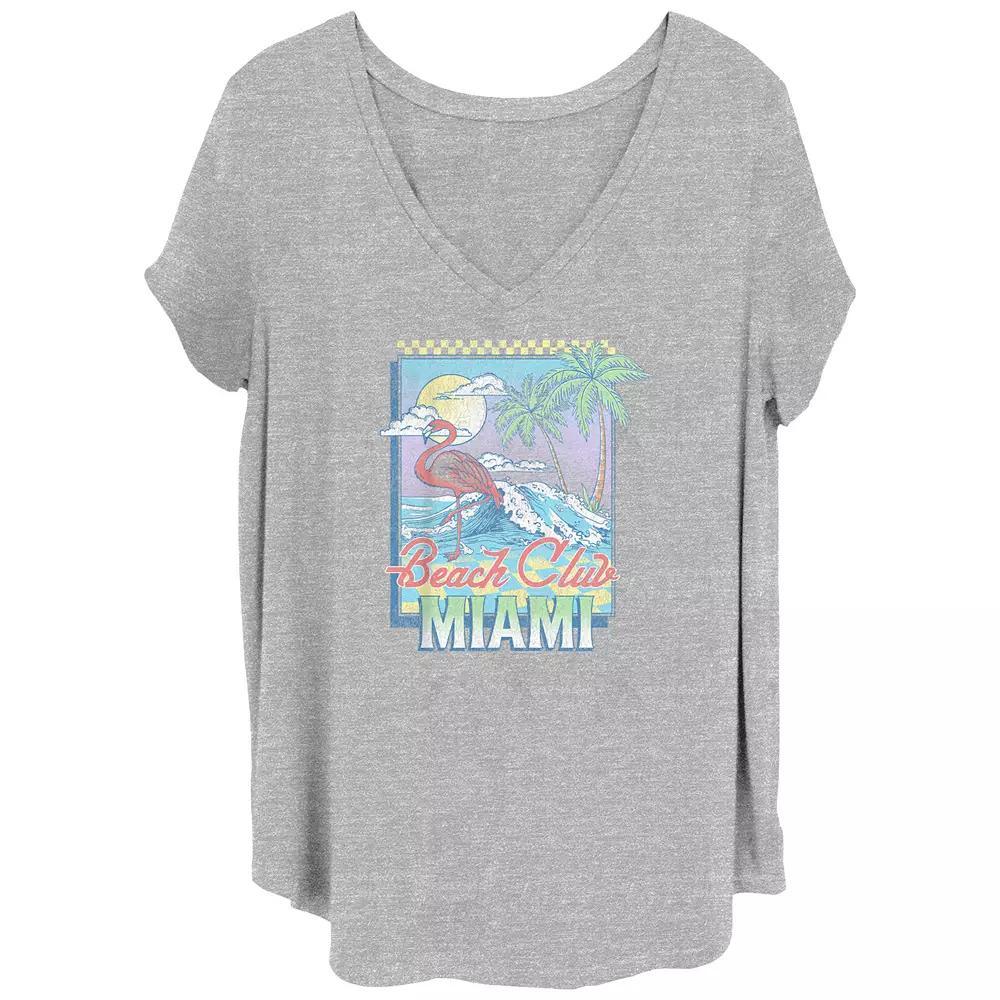 Juniors' Plus Size Miami Beach Club Graphic Tee, Girl's, Size: 4XL, Grey Gray Product Image