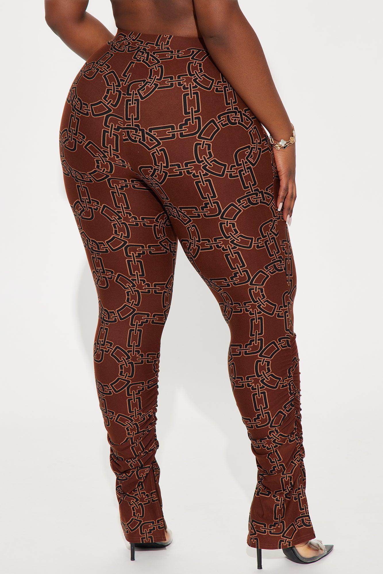 Bree Marie Chain Link Stacked Legging - Brown/combo Product Image