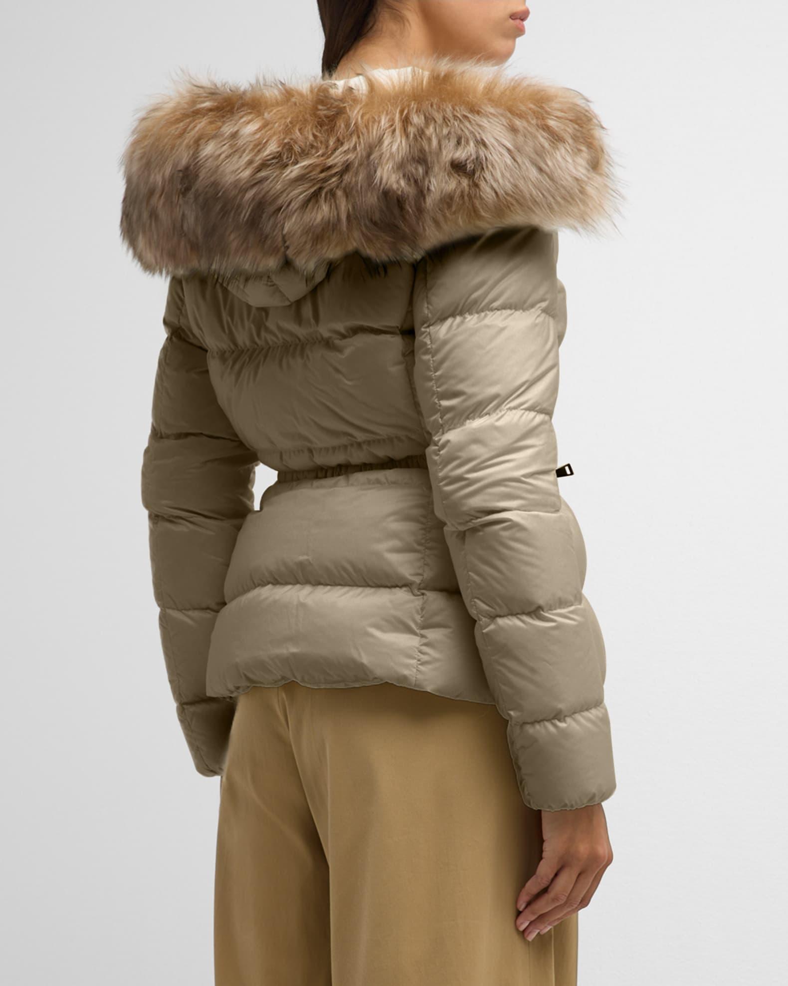 Boed Short Puffer Jacket with Shearling Hood Trim Product Image