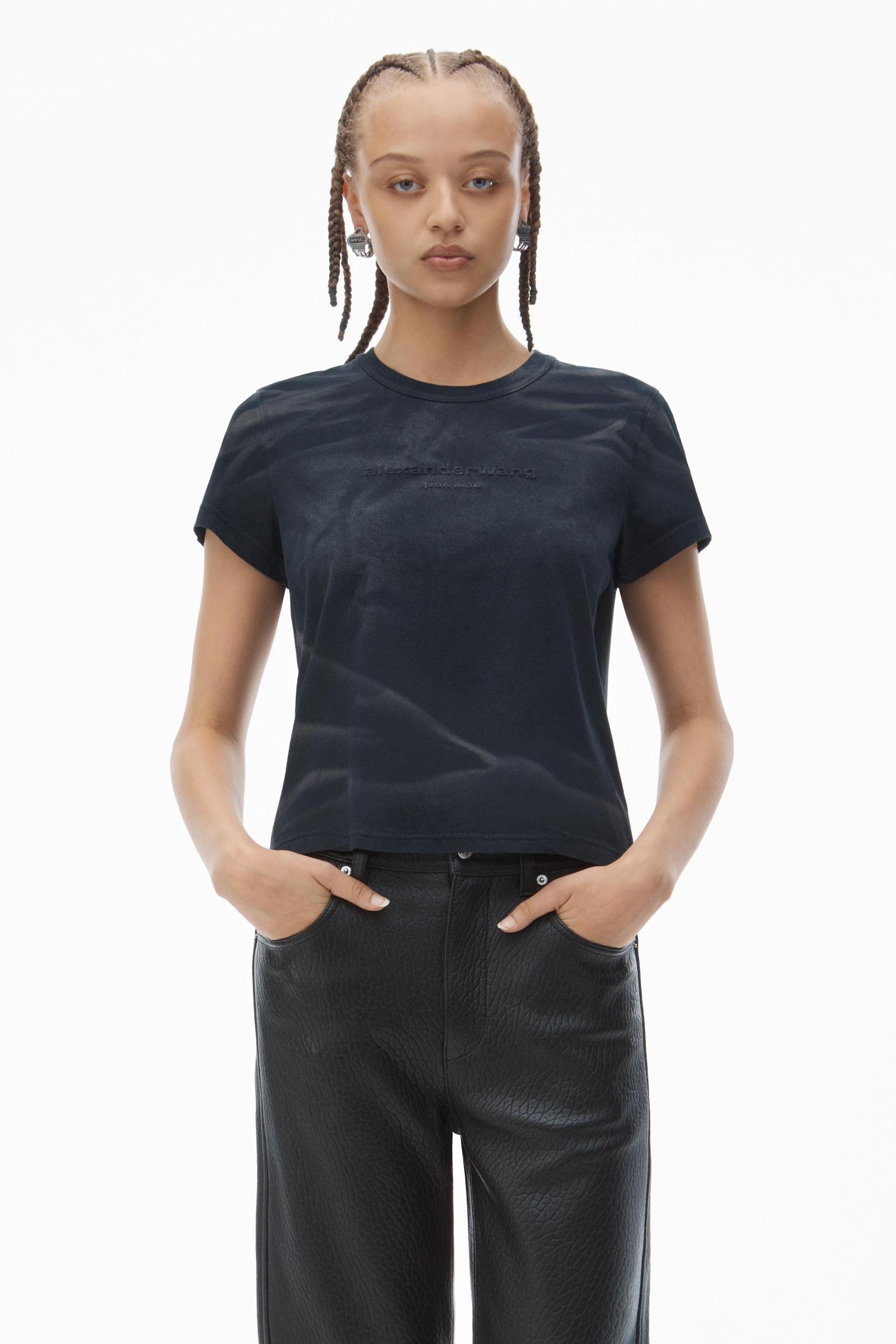 Distressed Logo Shrunken Tee In Cotton Jersey Product Image