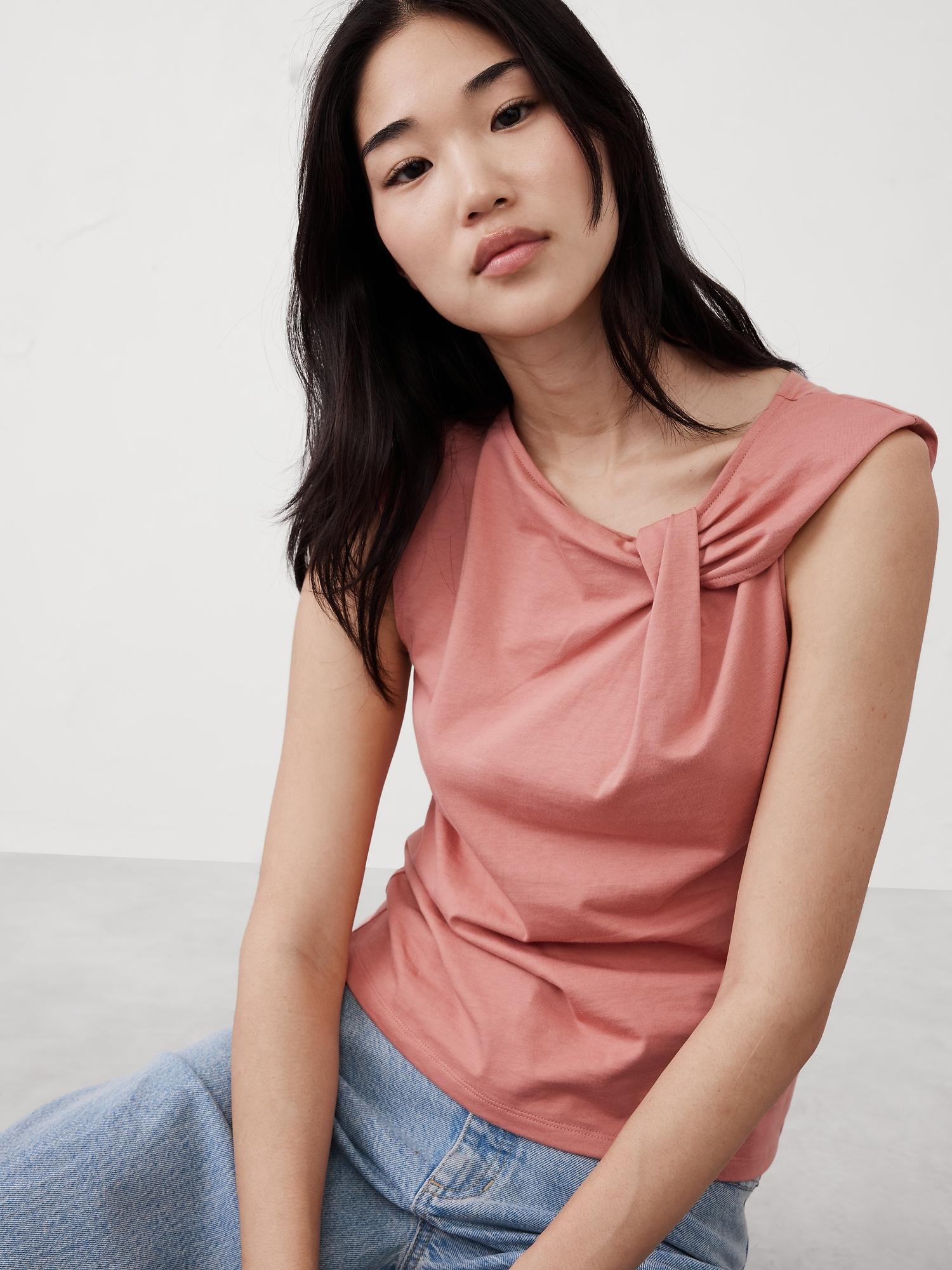 Premium Cotton Twist Shoulder Top Product Image