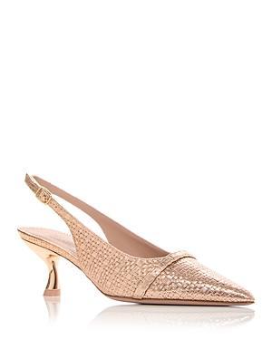 Malone Souliers Womens Jama Embossed Slingback Kitten Heel Pumps Product Image