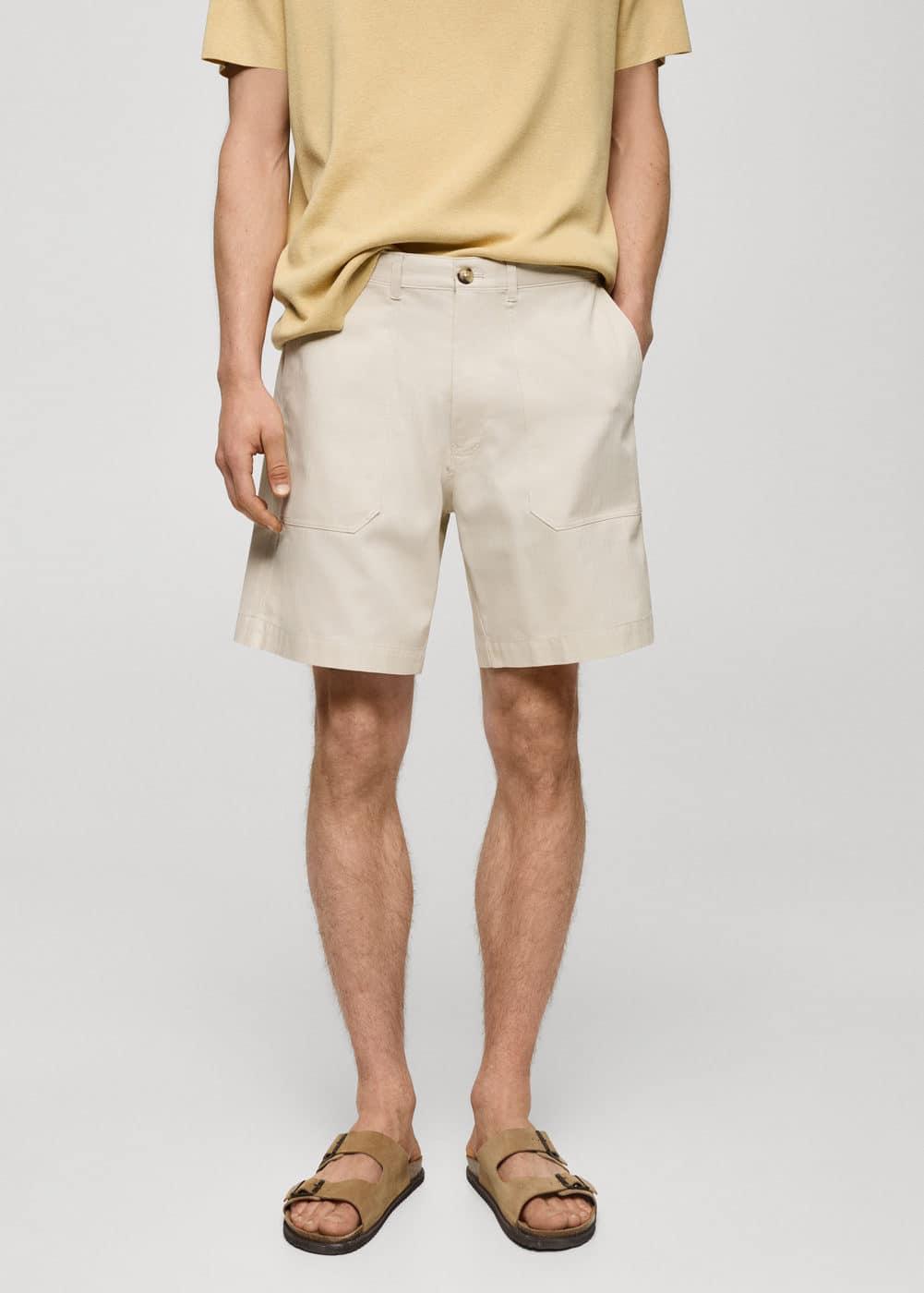 Mango Mens Herringbone Bermuda Shorts Product Image