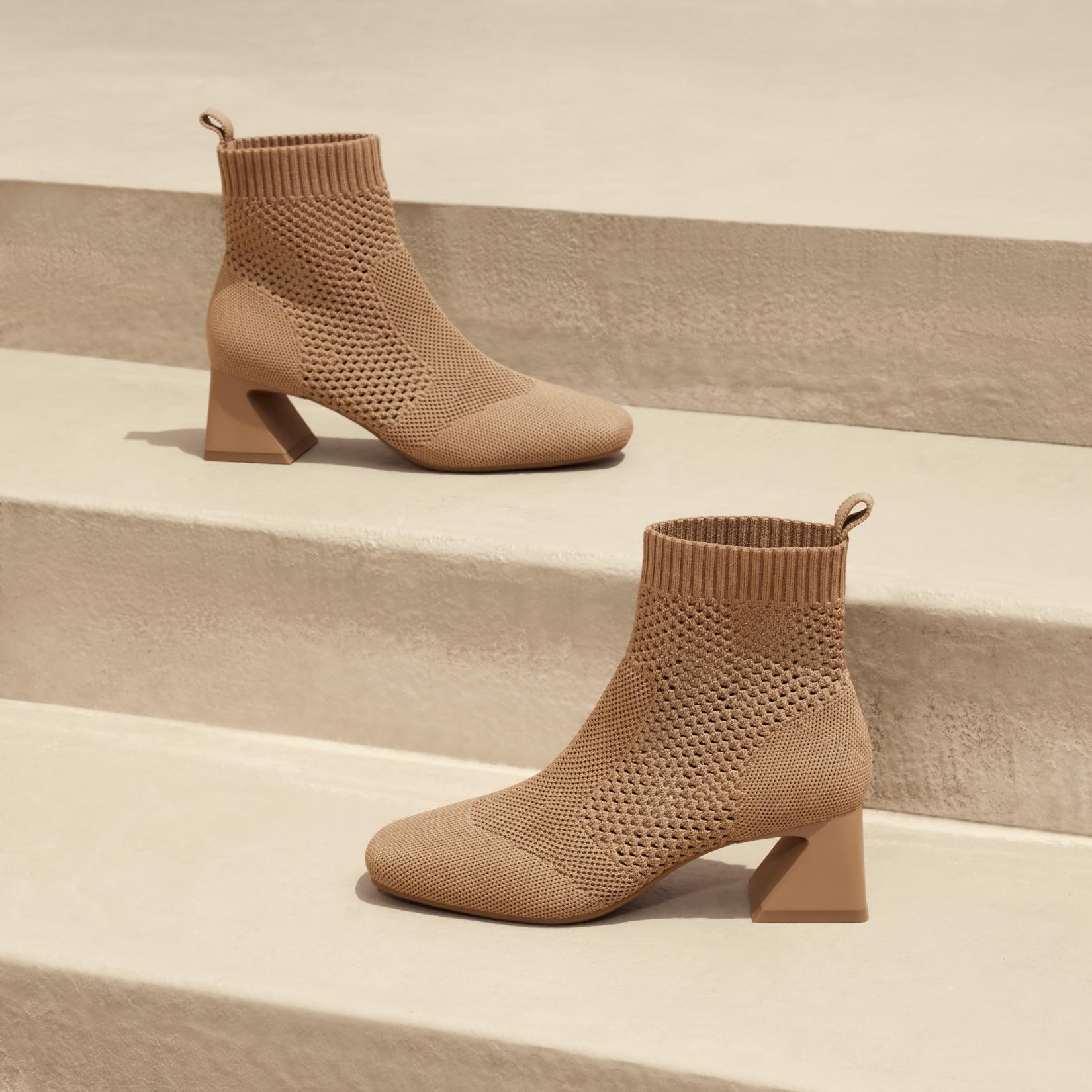 Square-Toe Perforated Heeled Boots (Melissa) Product Image