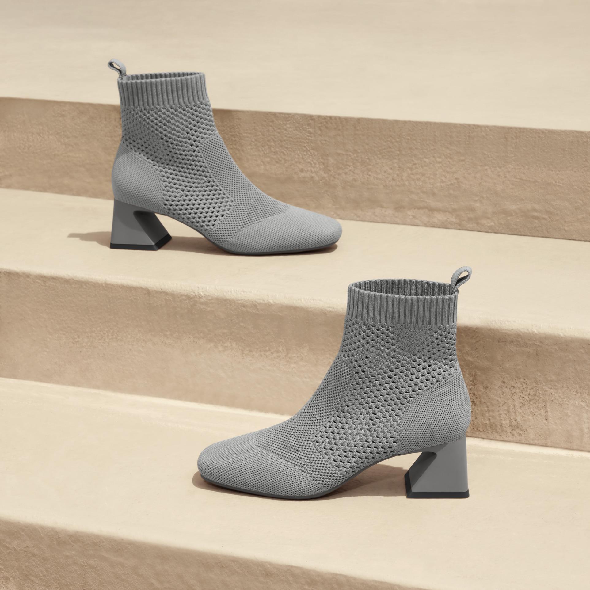 Square-Toe Perforated Heeled Boots (Melissa) Product Image