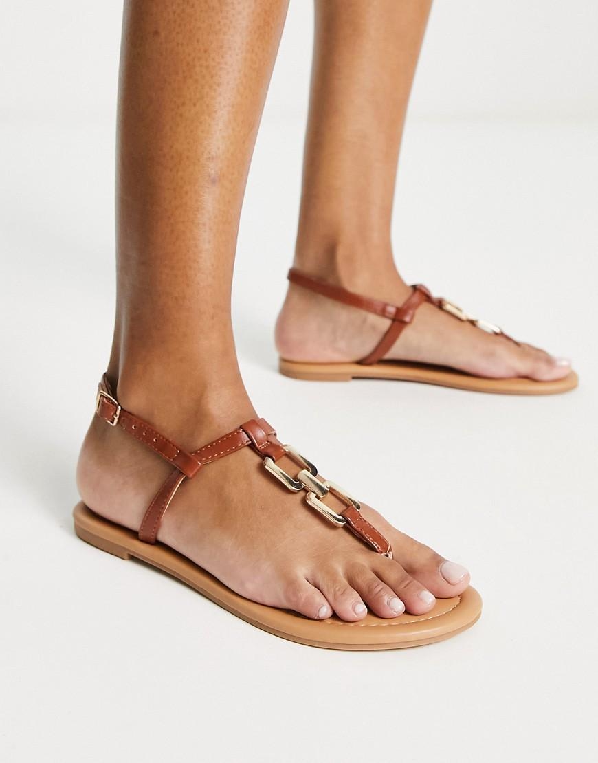 ASOS DESIGN Wide Fit Fortune hardware flat sandal Product Image