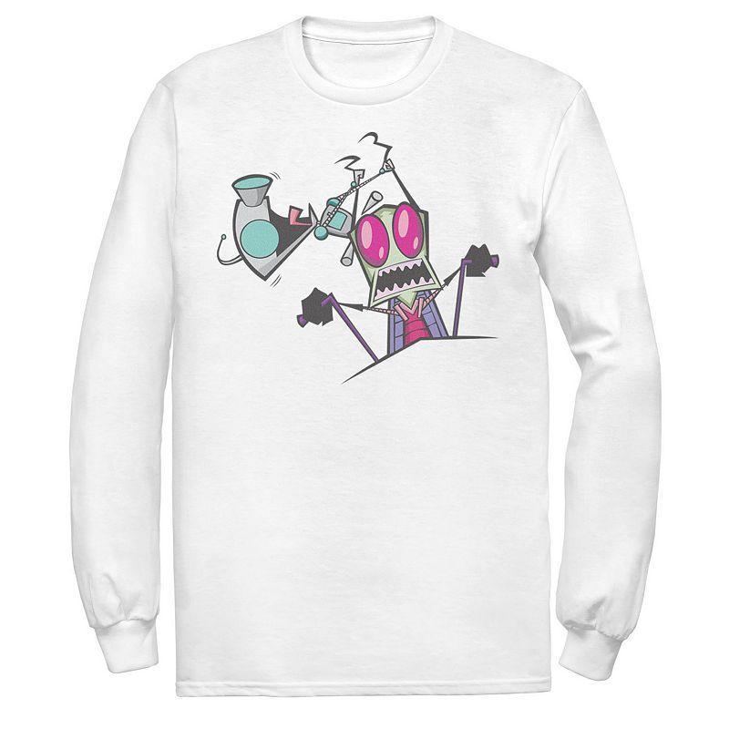 Men's Nickelodeon Invader Zim Gir Pulling Zim's Antennas Portrait Long Sleeve Graphic Tee, Size: Small, Athletic Grey Product Image