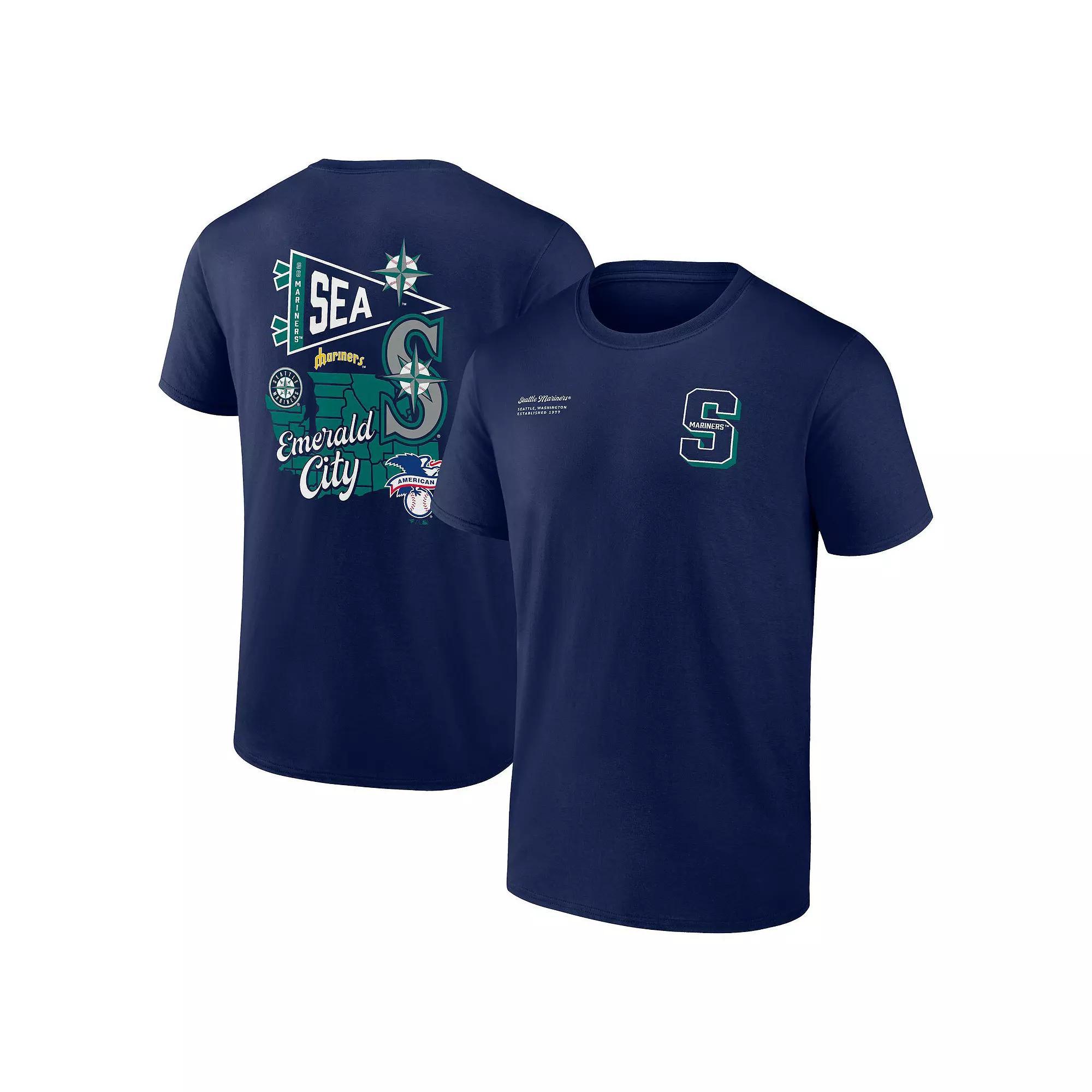 Men's Profile Navy Seattle Mariners Big & Tall Split Zone T-Shirt,  Product Image
