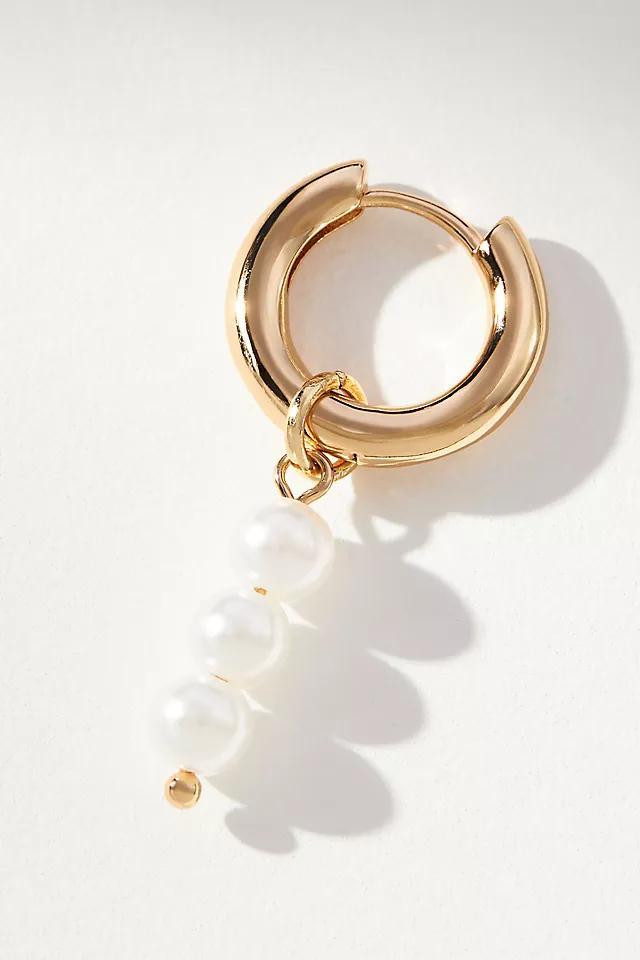 Mismatched Pearl Huggie Hoop Earrings Product Image