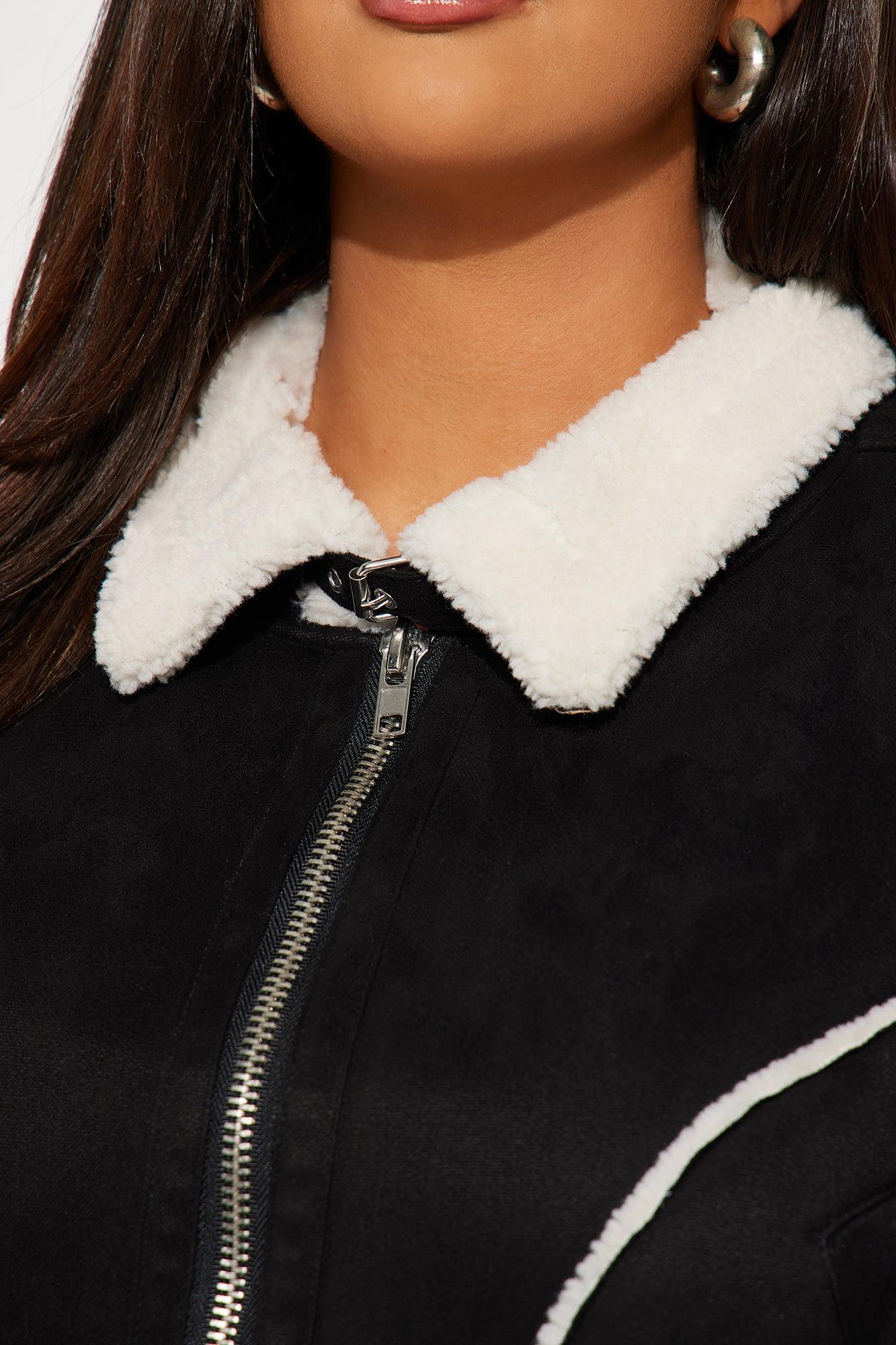Look My Way Shearling Jacket - Black Product Image