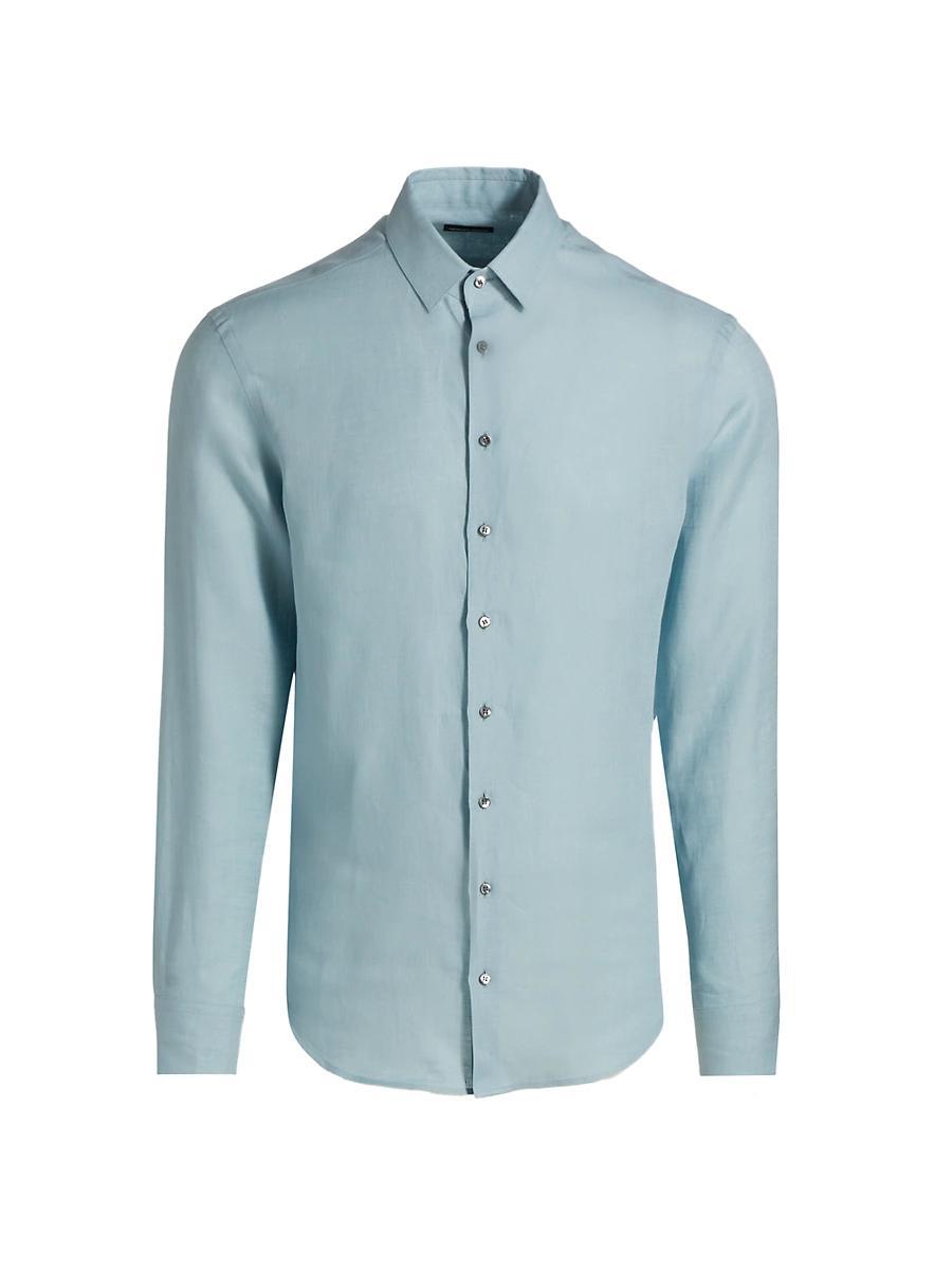 Mens Classic Solid Linen Sport Shirt Product Image