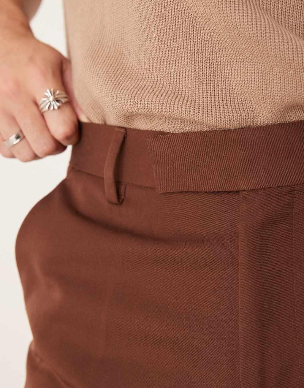 ASOS DESIGN smart straight leg pants in brown Product Image