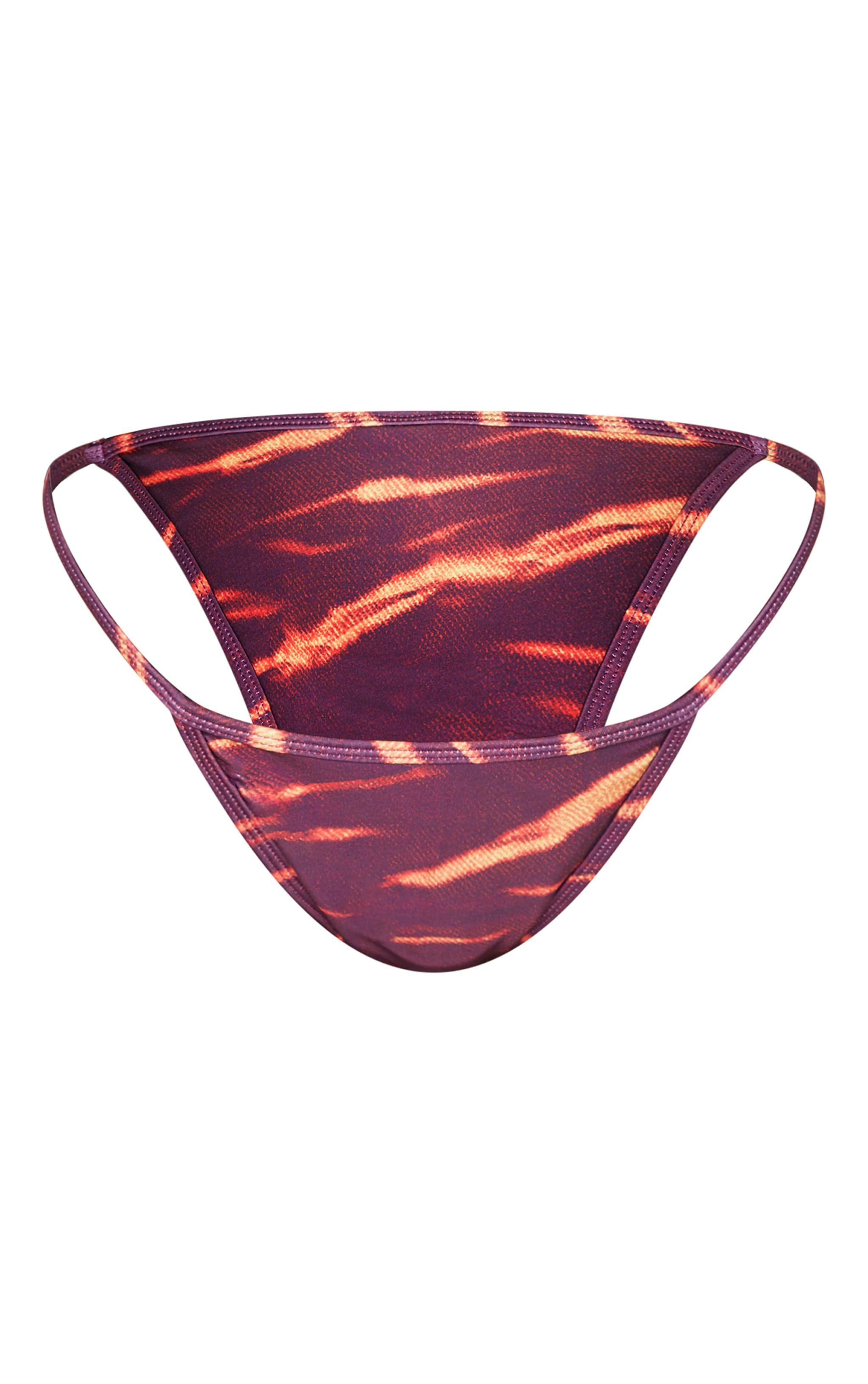 Burgundy Abstract Print Cheeky Bikini Bottoms Product Image