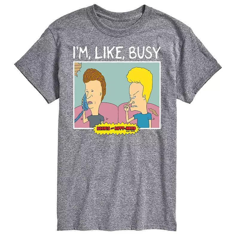 Men's Beavis And Butthead I'm Like Busy Tee, Size: Medium, Gray Product Image