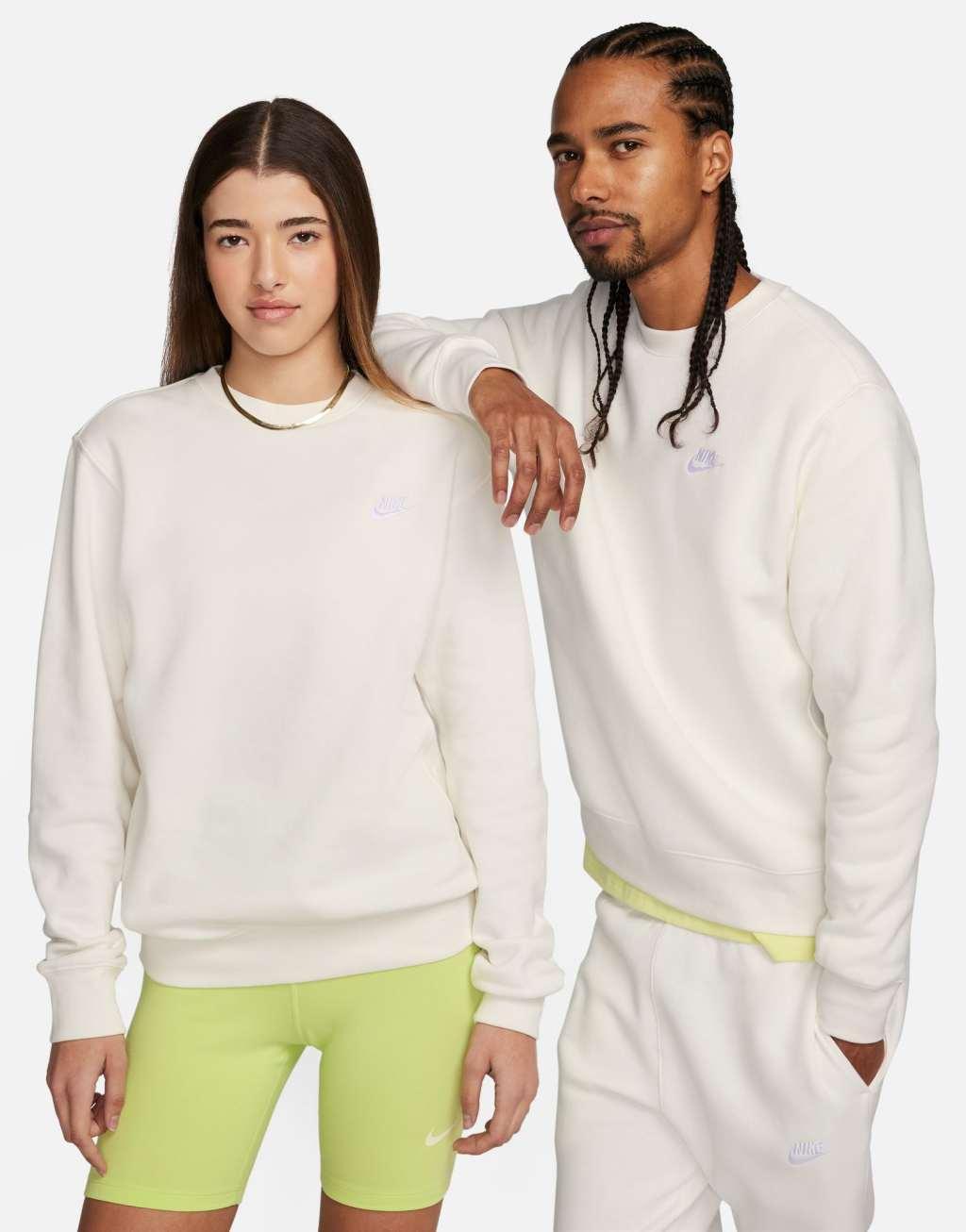 Nike Club unisex crew sweatshirt in off white Product Image